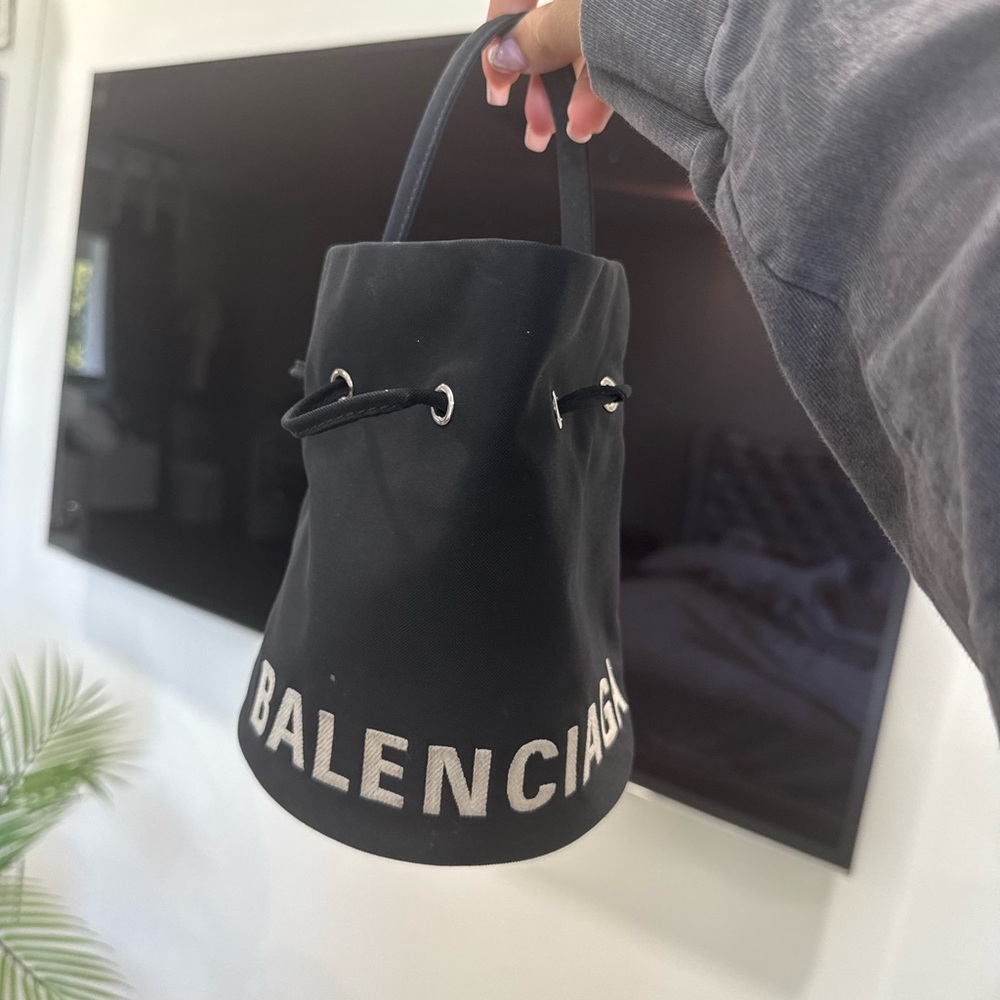 Balenciaga Black Bucket Bag with Logo